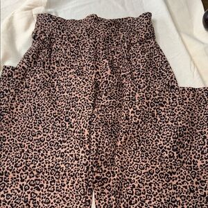 Reformation Black and Tan Leopard Print Wide Leg Pants